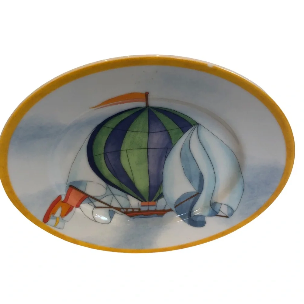 Williams Sonoma Luncheon Plates Hot Air Balloon Salad Porcelain 2 Piece Set 8”